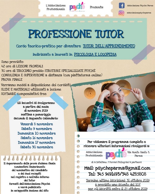 Psychè Parma Corso Professione Tutor locandina 